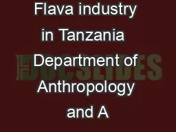The Bongo Flava industry in Tanzania  Department of Anthropology and A