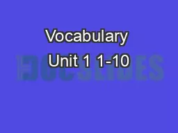 Vocabulary Unit 1 1-10