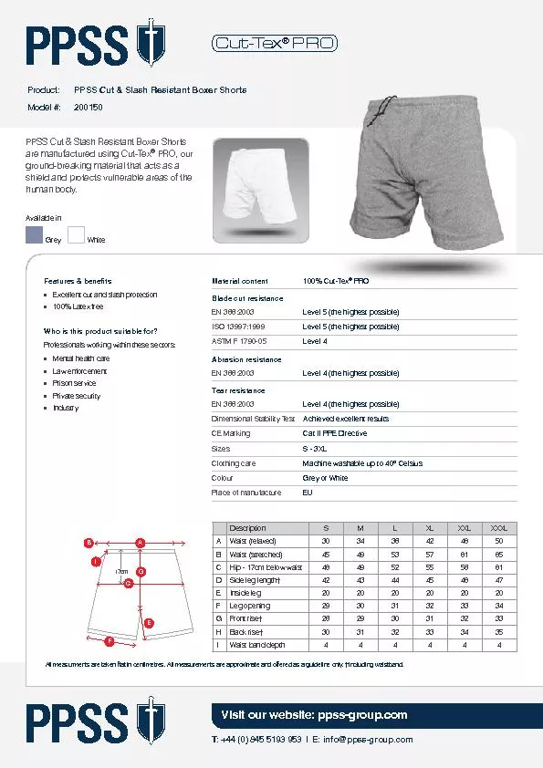 PPSS Cut & Slash Resistant Boxer Shorts