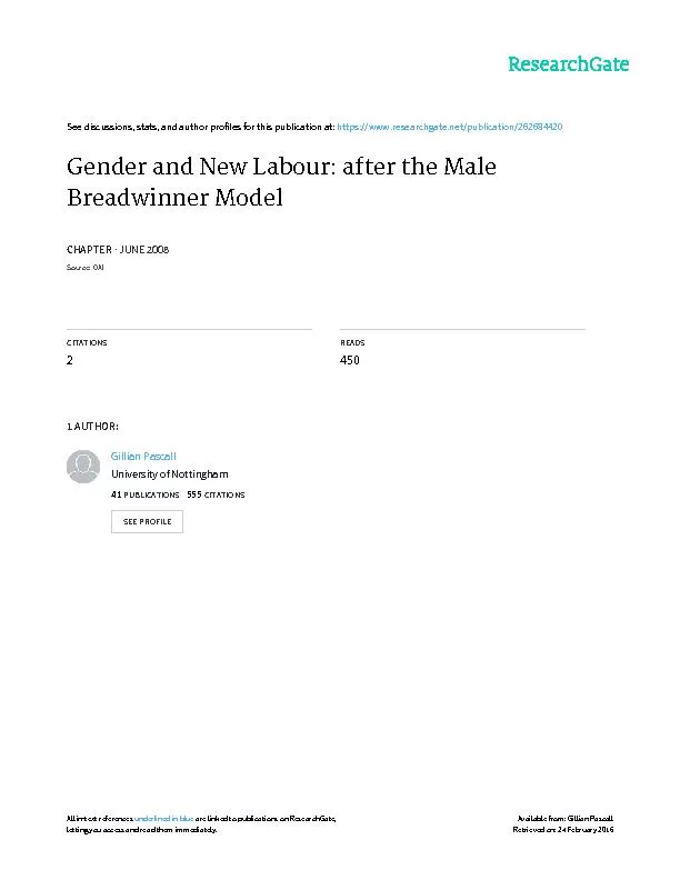 Gender and New Labour: after the male breadwinner model?