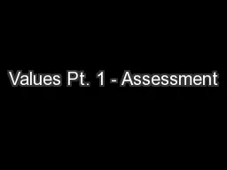 Values Pt. 1 - Assessment
