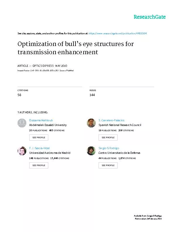 Optimization of bull’s eye structures for transmission enhancemen