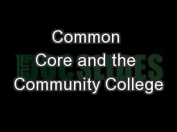 Common Core and the Community College