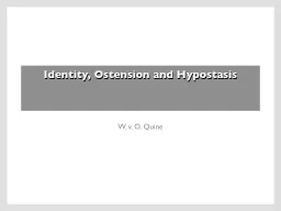 Identity, Ostension and Hypostasis