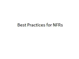 Best Practices for NFRs
