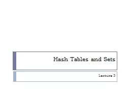 Hash Tables and Sets