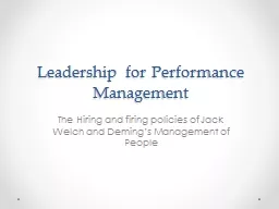 Leadership for Performance Management