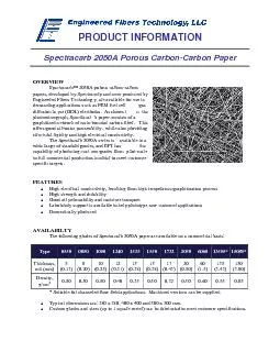 PRODUCT INFORMATION  Spectracarb 2050A Porous Carbon-Carbon Paper 
...