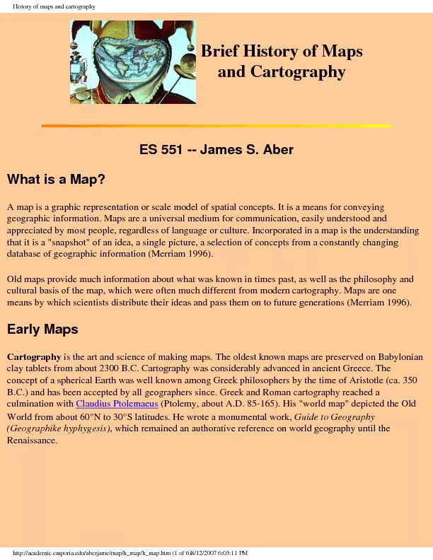 History of maps and cartography