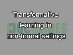 Transformative learning in non-formal settings