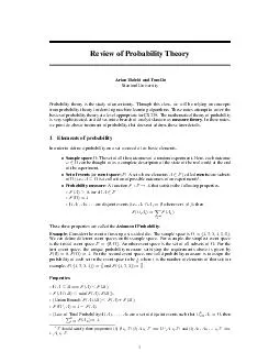 Review of Probability Theory Arian Maleki and Tom Do Stanford University Probability theory