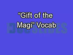 “Gift of the Magi” Vocab