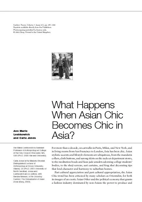281What Happens When Asian Chic Becomes Chic in Asia?