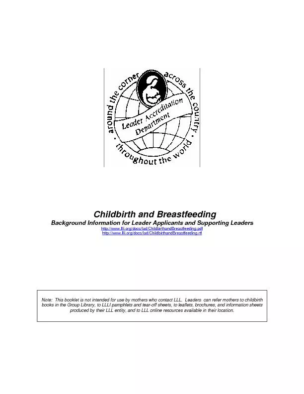 Childbirth and Breastfeeding Background Information for Leader Appli