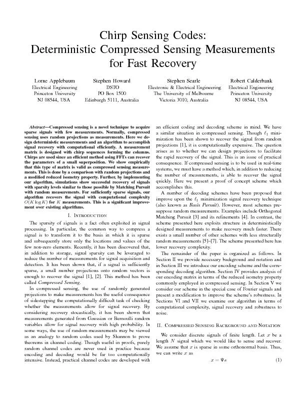 ChirpSensingCodes:DeterministicCompressedSensingMeasurementsforFastRec