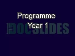 Programme Year 1
