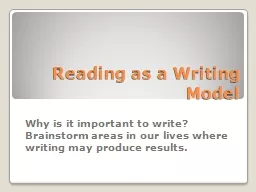 Reading as a Writing Model