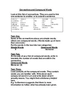 Connectives and Compound Words Look at this list of connectives