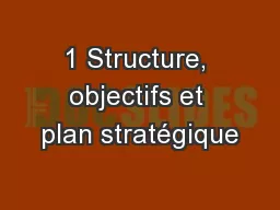 1 Structure, objectifs et plan stratégique