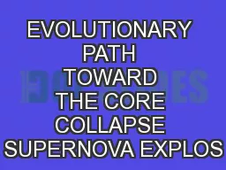 EVOLUTIONARY PATH TOWARD THE CORE COLLAPSE SUPERNOVA EXPLOS