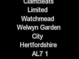 Clamcleats Limited  Watchmead  Welwyn Garden City  Hertfordshire AL7 1