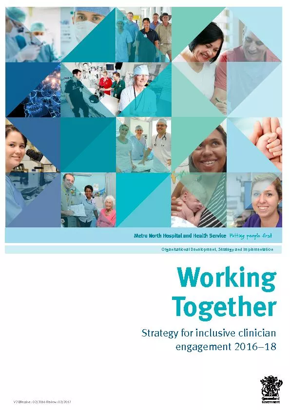 Working Together: Strategy for inclusive clinician engagement 2016