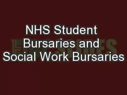 NHS Student Bursaries and Social Work Bursaries