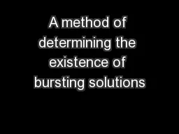 A method of determining the existence of bursting solutions