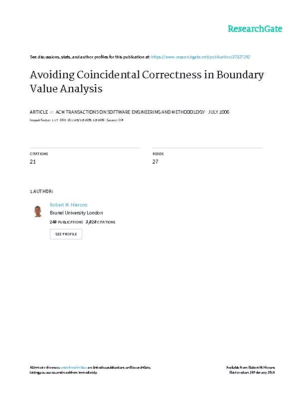 AvoidingCoincidentalCorrectnessinBoundaryValueAnalysisR.M.HieronsSchoo