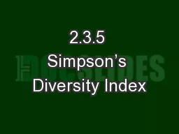 2.3.5 Simpson’s Diversity Index