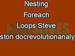 Nesting Foreach Loops Steve Weston docrevolutionanalytics