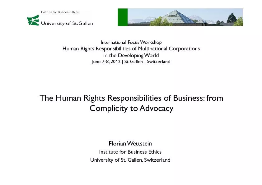 The Human Rights Responsibilities of Business: fromComplicitytoAdvocac