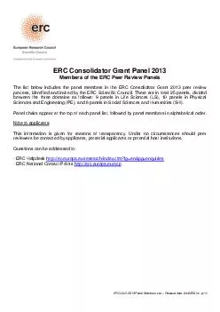 ERC CoG  Panel Members L ist Release date   p