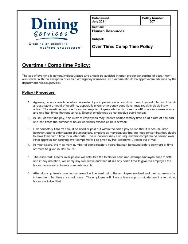 Overtime / Comp time Policy