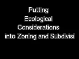 Putting Ecological Considerations into Zoning and Subdivisi