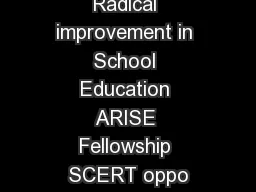 Alliance for Radical improvement in School Education ARISE Fellowship SCERT oppo