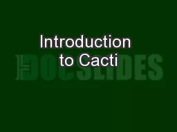 Introduction to Cacti