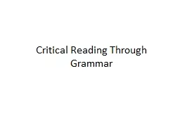 Critical Reading Through Grammar