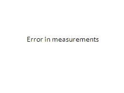 Error in measurements