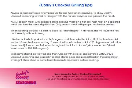 {Corky’s Cookout Grilling Tips}