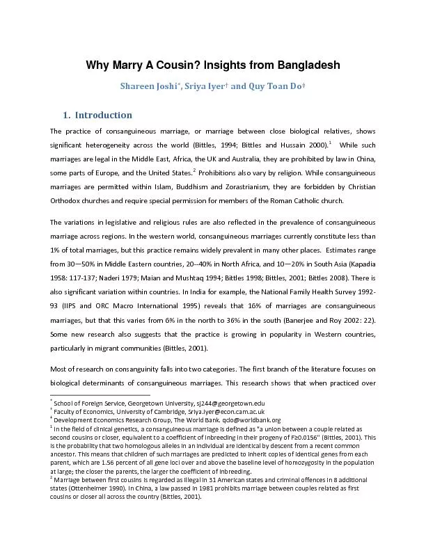 Why Marry A Cousin? Insights from Bangladesh