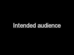Intended audience