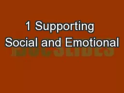 1 Supporting Social and Emotional