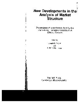 f 'f New Developments in the) Analysis of Market Structure Proceedi