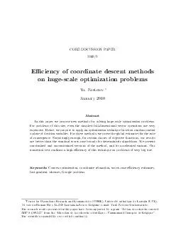 CORE DISCUSSION PAPER  Eciency of coordinate descent methods on hugescale optimization