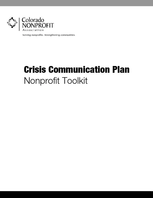 Crisis Communication Plan  Nonprofit Toolkit