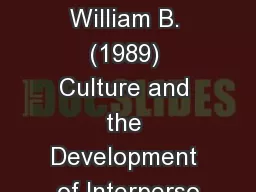 Gudykunst, William B. (1989) Culture and the Development of Interperso
