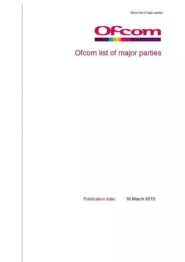 Ofcom list of major parties