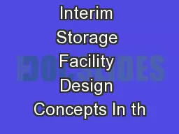Consolidated Interim Storage Facility Design Concepts In th