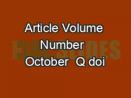 Article Volume  Number   October  Q doi
